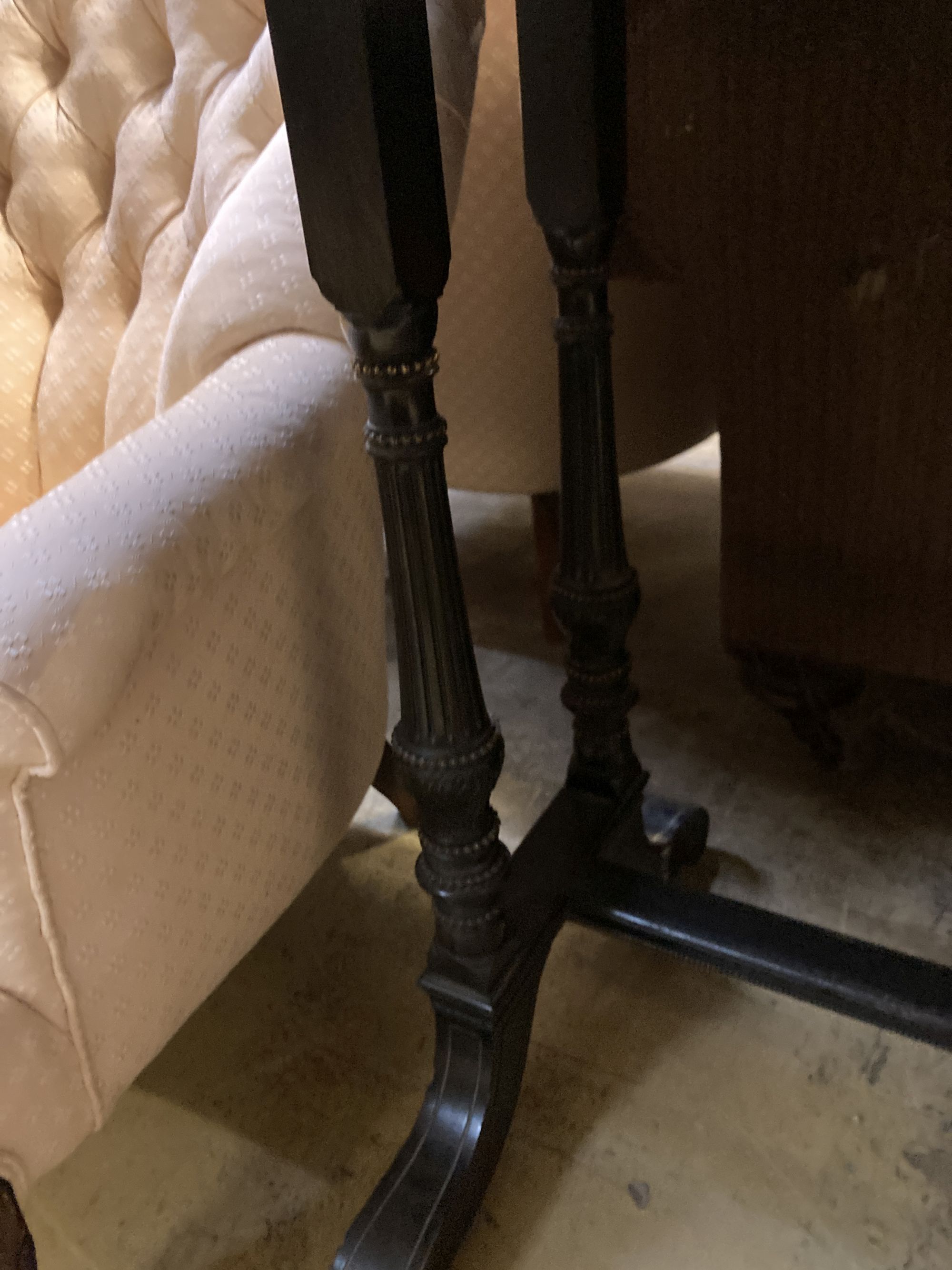 A 19th century gilt metal mounted ebonised rectangular centre table, width 140cm, depth 60cm, height 76cm